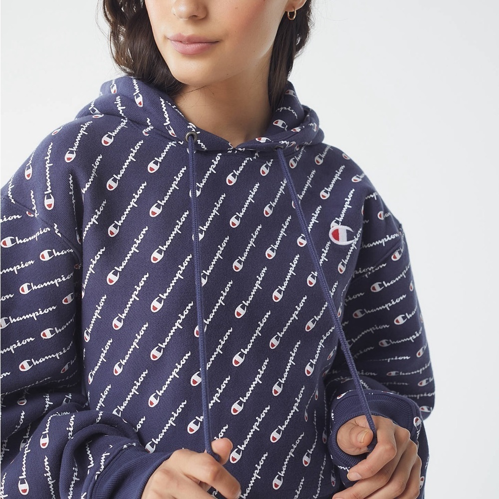 Champion Navy Logo Hoodie
